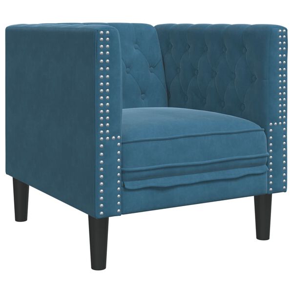 vidaXL Πολυθρόνα Chesterfield Μπλε Βελούδινη