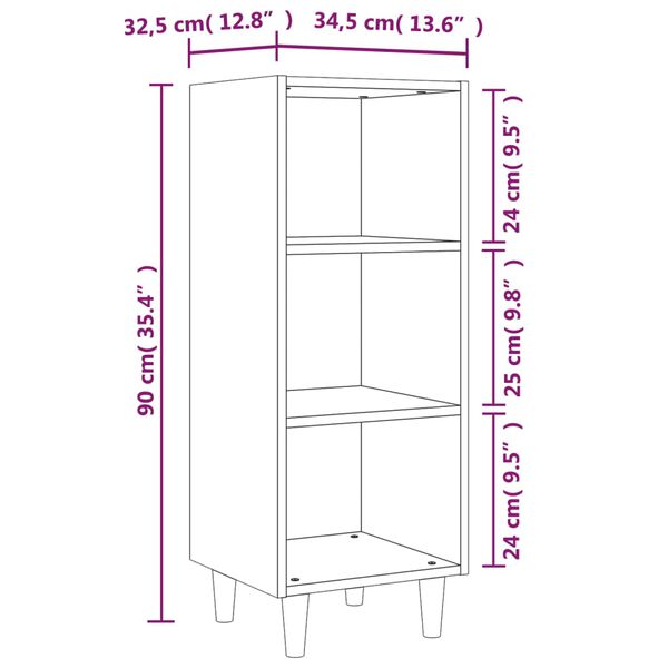 vidaXL Ντουλάπι Καφέ Δρυς 34,5 x 32,5 x 90 εκ. Επεξεργασμένο Ξύλο