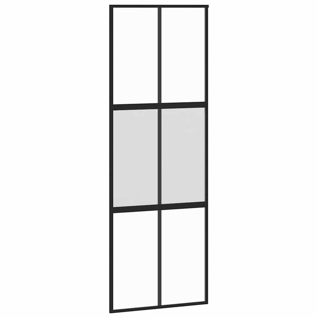 vidaXL Συρόμενη πόρτα με σετ υλικού Μαύρο 76x205 cm γυαλί μετριασμένο