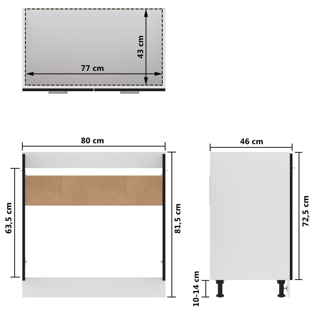 vidaXL Ντουλάπι Νεροχύτη Lyon Μαύρο 80x46x81,5 εκ. Επεξ. Ξύλο