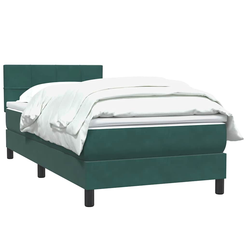 vidaXL Box Spring κρεβάτι με στρώμα σκούρο πράσινο 90x210εκ. Βελούδινο