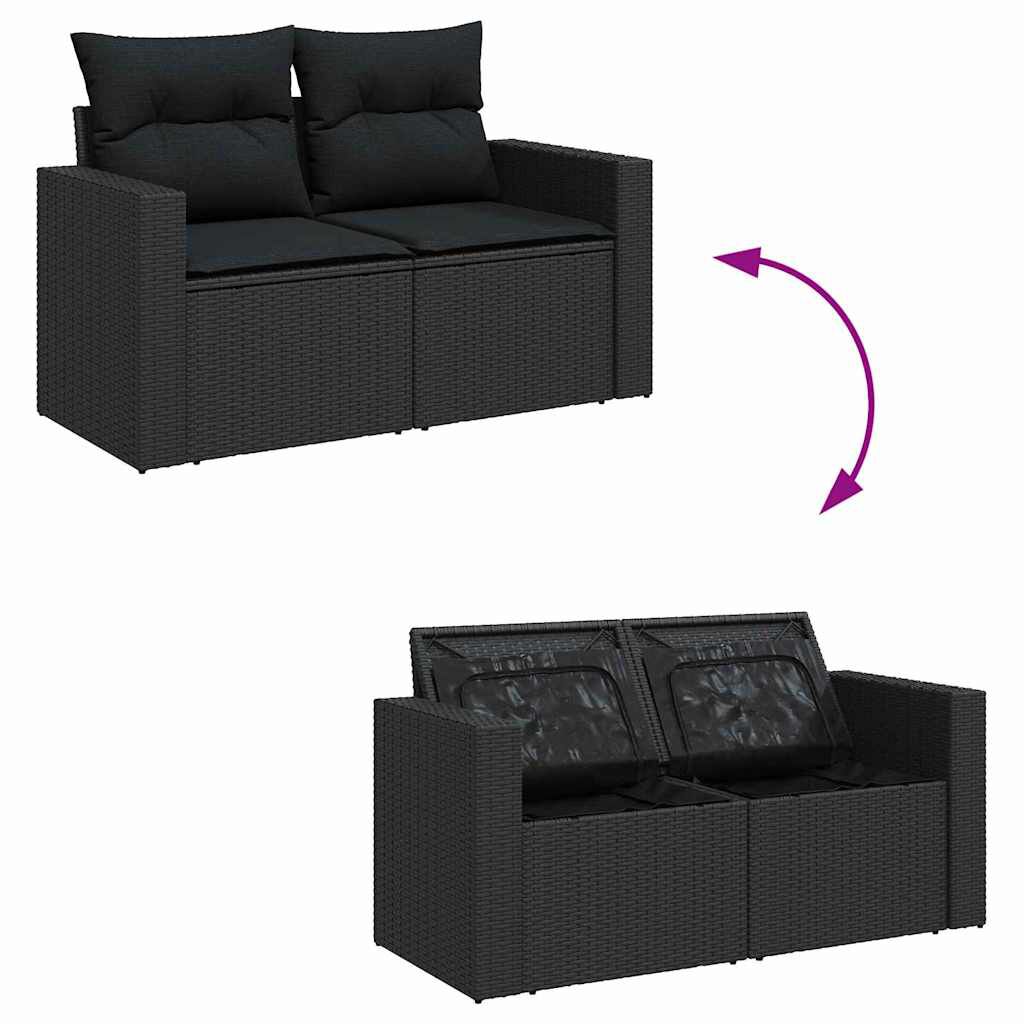 vidaXL Σετ Καναπέ Κήπου με μαξιλάρι 11 pcs Μαύρο 90 x 55 x 71 cm