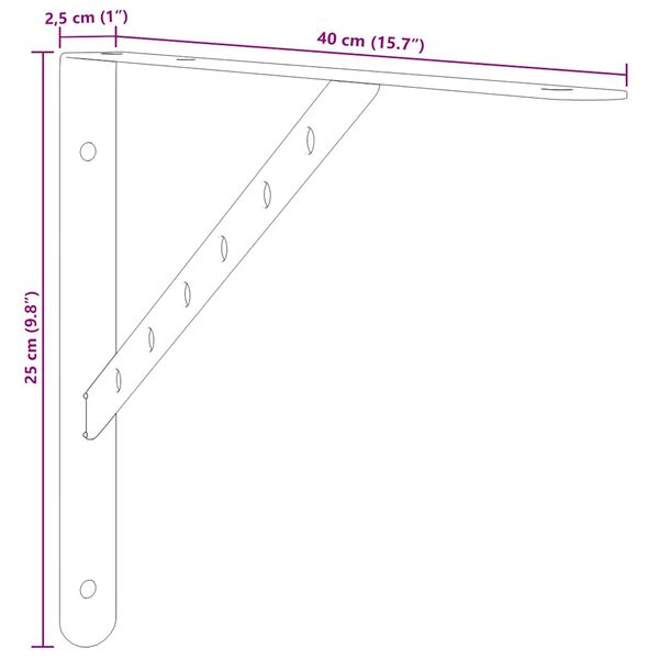 vidaXL Στηρίγματα Ραφιών 4 Τεμ. Ασημί 40x2,5x25 εκ. Ανοξείδωτο Ατσάλι