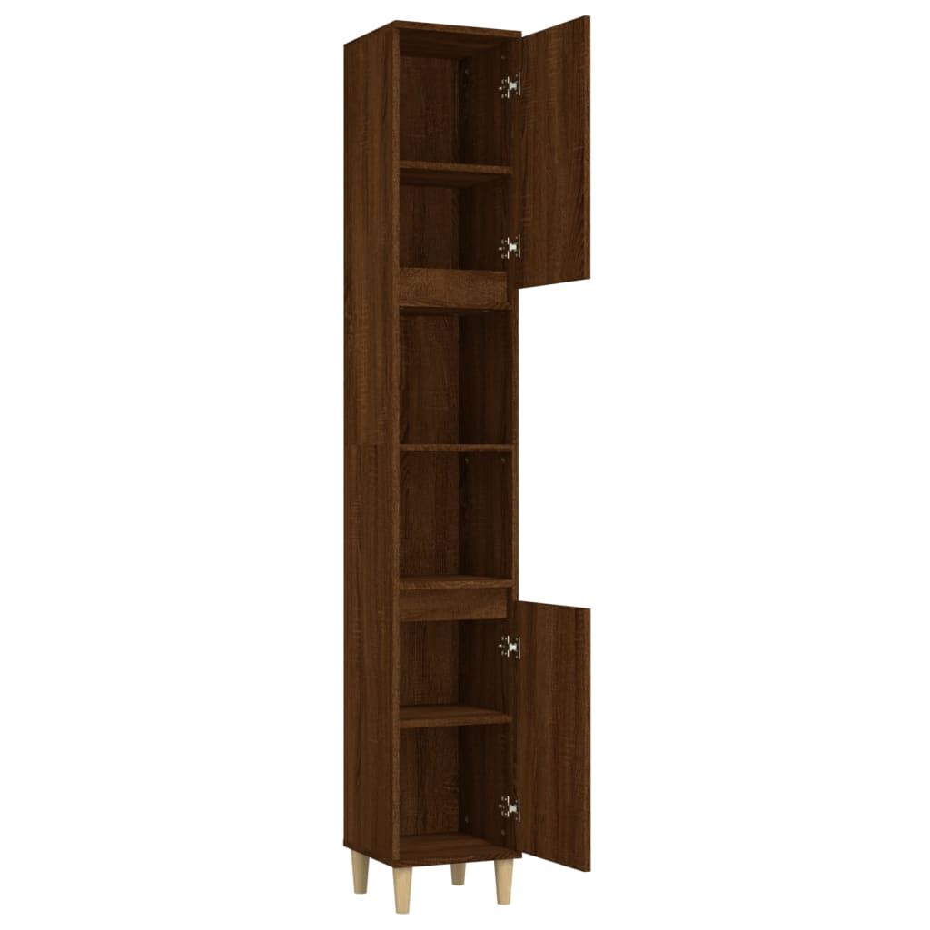 vidaXL Ντουλάπι Μπάνιου Καφέ Δρυς 30x30x190 εκ. Επεξεργασμένο Ξύλο
