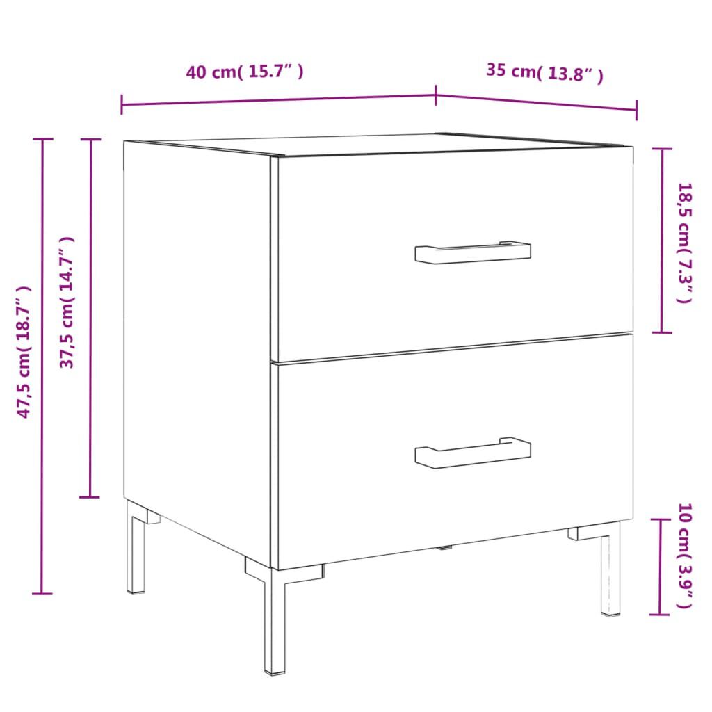 vidaXL Κομοδίνο Καφέ Δρυς 40 x 35 x 47,5 εκ. από Επεξεργ. Ξύλο