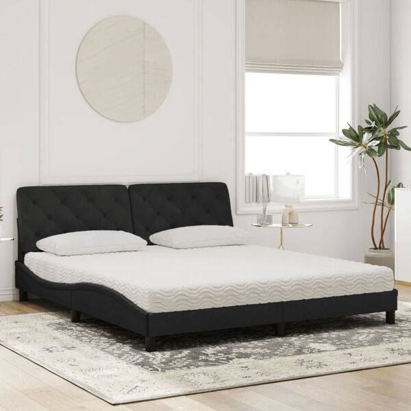 vidaXL Κρεβάτι με Στρώμα Μαύρο 180x200 εκ. Βελούδινο