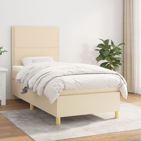 vidaXL &Kappa;&rho;&epsilon;&beta;ά&tau;&iota; Boxspring &mu;&epsilon; &Sigma;&tau;&rho;ώ&mu;&alpha; &Kappa;&rho;&epsilon;&mu; 100 x 200 &epsilon;&kappa;. &Upsilon;&phi;&alpha;&sigma;&mu;ά&tau;&iota;&nu;&omicron;