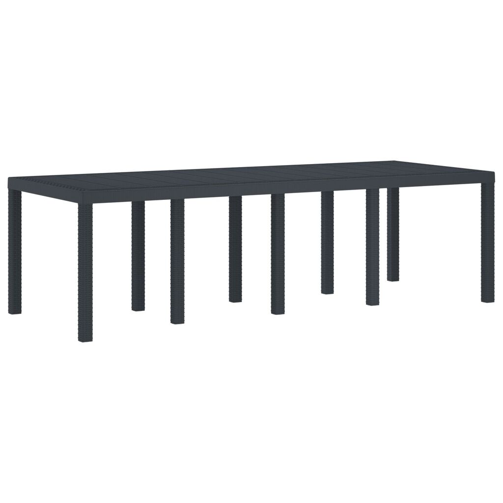 vidaXL Κήπος Τραπέζι Ανθρακί 250x100x73 εκ. Πολυ Ράτταν