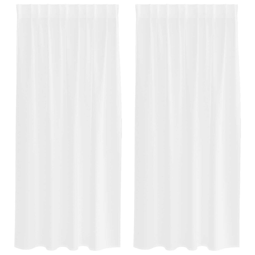 vidaXL Κουρτίνες με κουρτίνες 2 pcs Λευκό 140 x 175 εκ. Πολυεστέρας