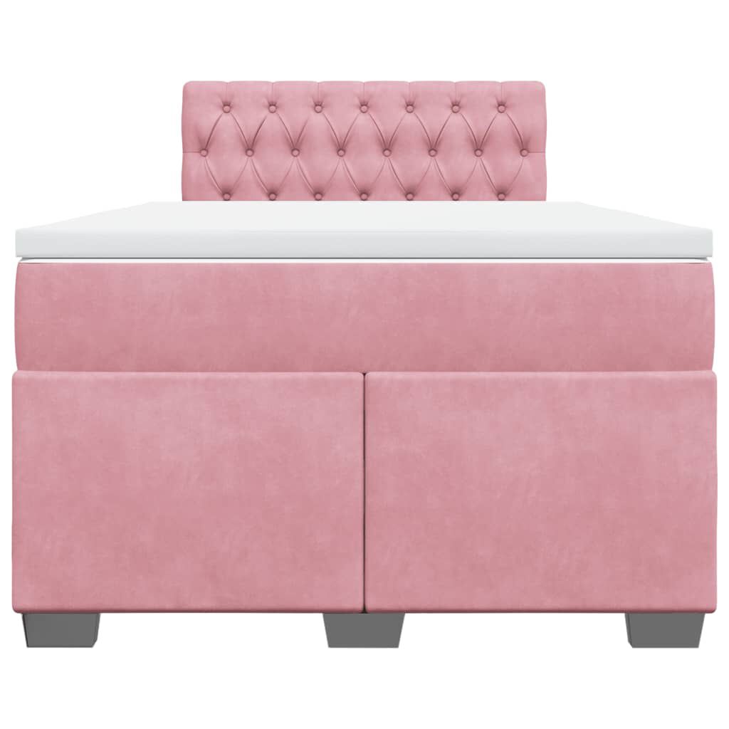 vidaXL Κρεβάτι Boxspring με Στρώμα Ροζ 120x190 εκ. Βελούδινο