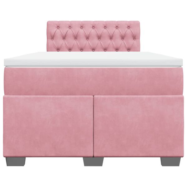 vidaXL Κρεβάτι Boxspring με Στρώμα Ροζ 120x190 εκ. Βελούδινο