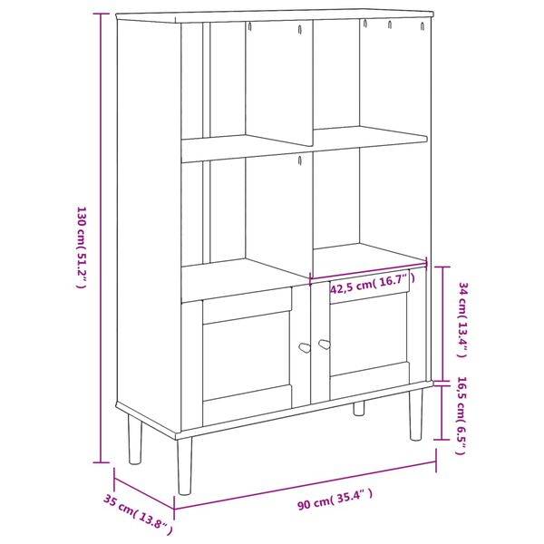 vidaXL Βιβλιοθήκη SENJA Μαύρο / Ρατάν 90x35x130 εκ. Μασίφ Ξύλο Πεύκου