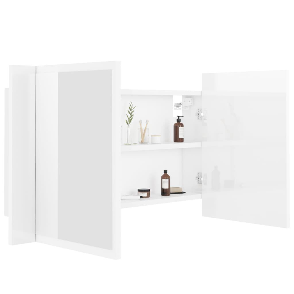 vidaXL Καθρέφτης Μπάνιου με LED Γυαλιστερό Λευκό 80x12x45εκ. Ακρυλικός