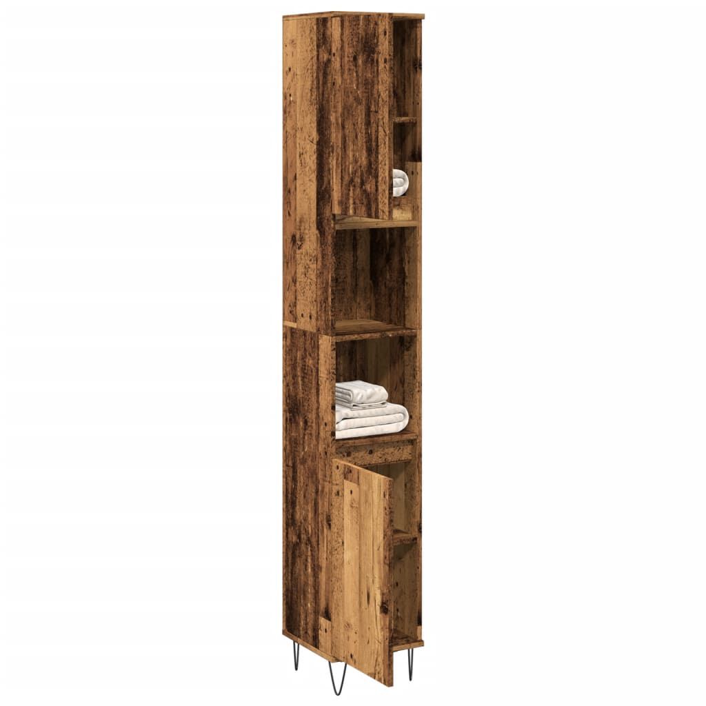 vidaXL Ντουλάπι μπάνιου Παλιό ξύλο 30x30x190 cm Κατασκευασμένο ξύλο