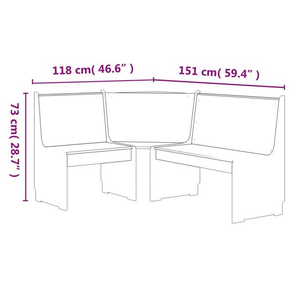 vidaXL Σετ Τραπεζαρίας 3 Τεμαχίων REINE Καφέ Μελί/Λευκό Ξύλο Πεύκου