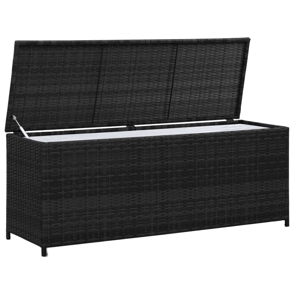 vidaXL Κουτί Αποθήκευσης Κήπου Μαύρο 150x50x60 εκ. από Συνθετικό Ρατάν