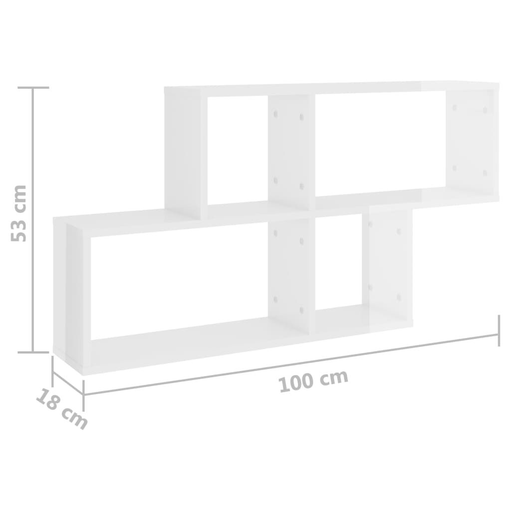 vidaXL Ραφιέρα Τοίχου Γυαλιστερό Λευκό 100x18x53 εκ. από Επεξ. Ξύλο