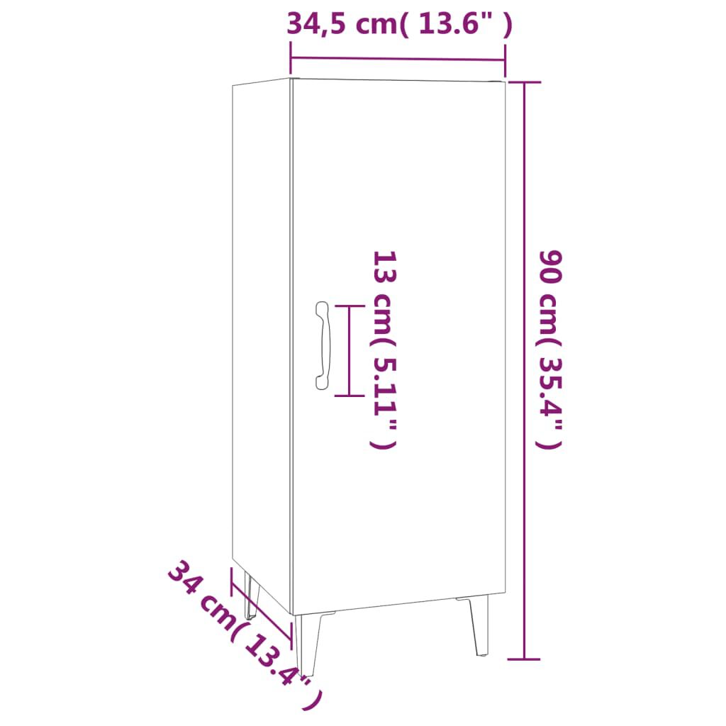 vidaXL Ντουλάπι Καφέ Δρυς 34,5 x 34 x 90 εκ. Επεξεργασμένο Ξύλο