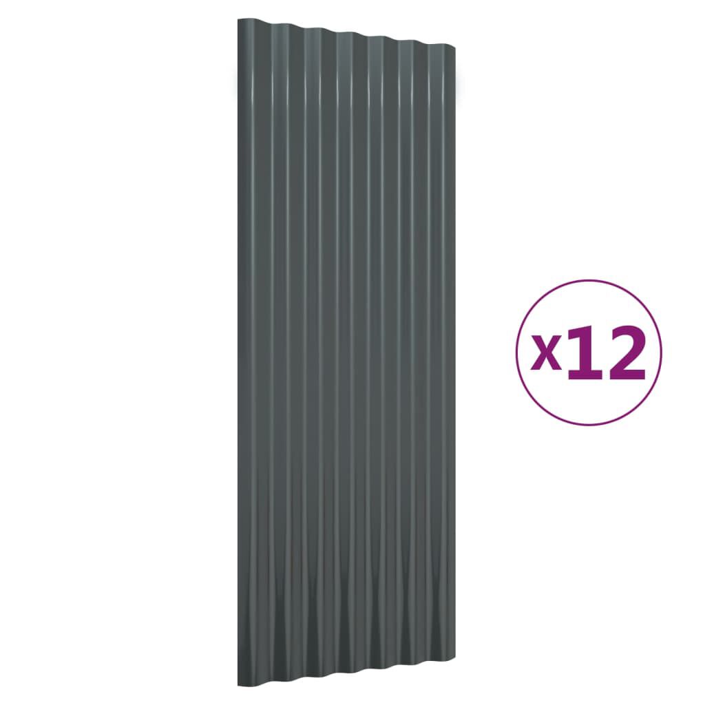 vidaXL Πάνελ Οροφής 12 τεμ. Ανθρακί 100x36 εκ Ατσάλινα με Ηλεκτρ. Βαφή