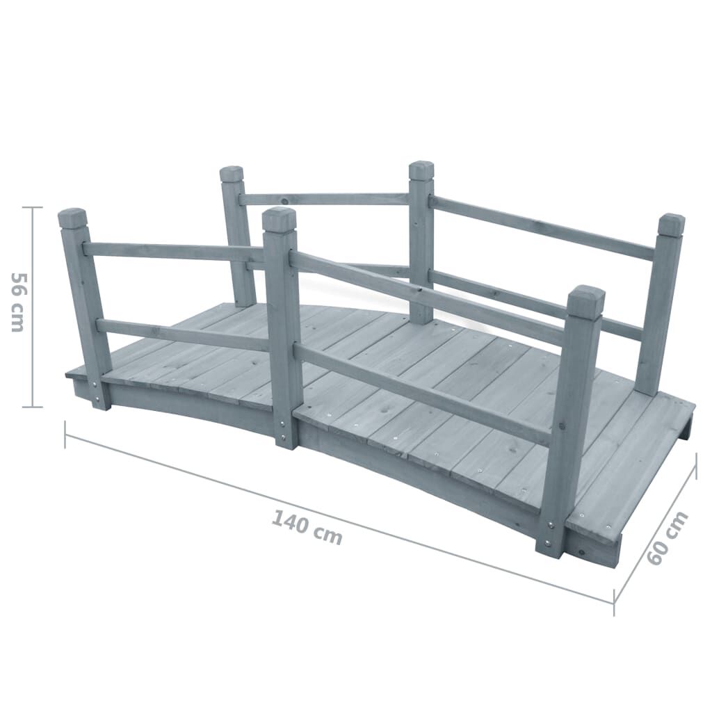vidaXL Γέφυρα Κήπου Γκρι 140 x 60 x 56 εκ. από Μασίφ Ξύλο Ελάτης
