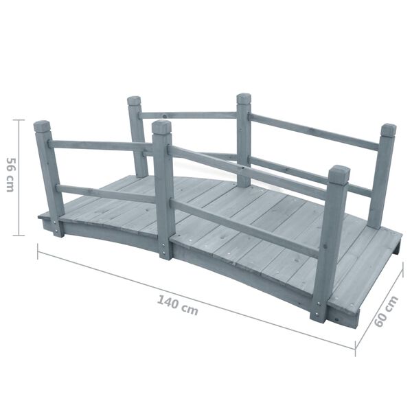 vidaXL Γέφυρα Κήπου Γκρι 140 x 60 x 56 εκ. από Μασίφ Ξύλο Ελάτης