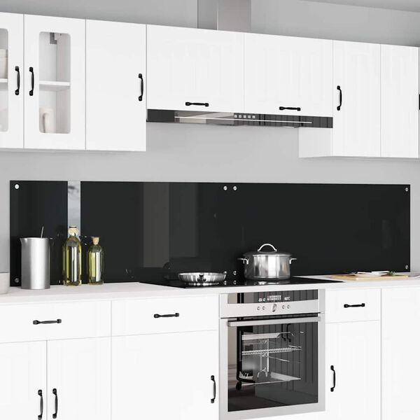 vidaXL Πίσω Πάνελ Κουζίνας 2 pcs Μαύρο 120 x 50 cm σκληρυμένο γυαλί