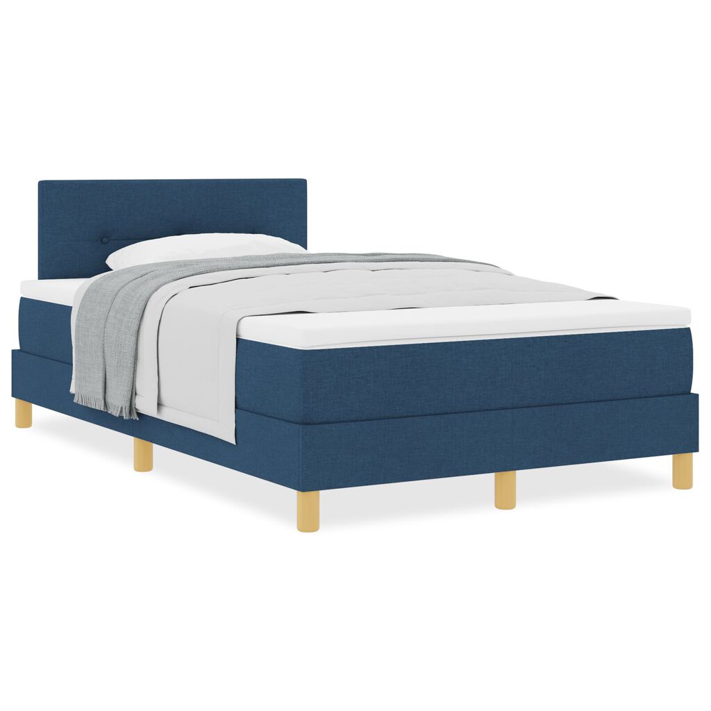 vidaXL Κρεβάτι Box Spring με Στρώμα Μπλε 120x200 εκ Ύφασμα