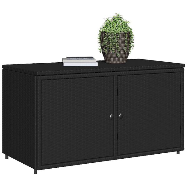 vidaXL Ντουλάπι Αποθήκευσης Κήπου Μαύρο 110x55,5x60,5 εκ. Συνθ. Ρατάν