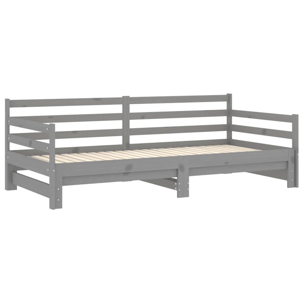 vidaXL Καναπές Κρεβάτι Γκρι 2 x (90 x 200) εκ. από Μασίφ Ξύλο Πεύκου