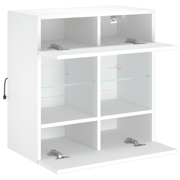 vidaXL Έπιπλο Τοίχου Τηλεόρασης με LED Λευκό 58,5x30x60,5 εκ.