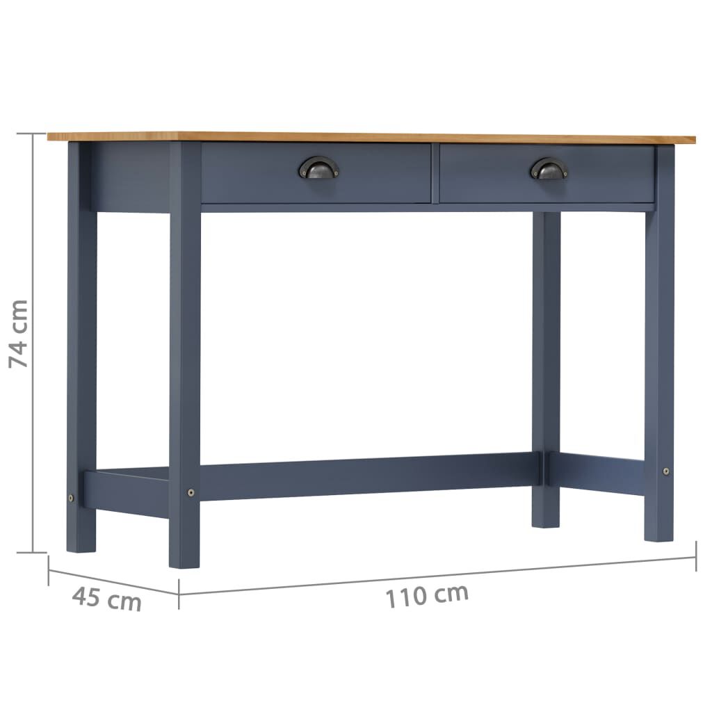 vidaXL Κονσόλα Hill Γκρι 2 Συρτάρια Γκρι 110x45x74εκ Μασίφ Ξύλο Πεύκου