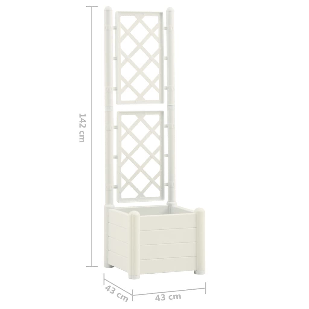 vidaXL Ζαρντινιέρα Κήπου με Καφασωτό Λευκή 43x43x142 εκ Πολυπροπυλένιο