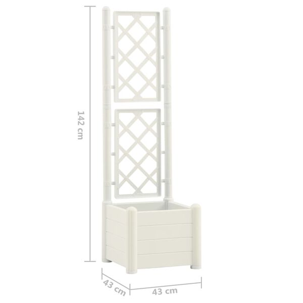 vidaXL Ζαρντινιέρα Κήπου με Καφασωτό Λευκή 43x43x142 εκ Πολυπροπυλένιο