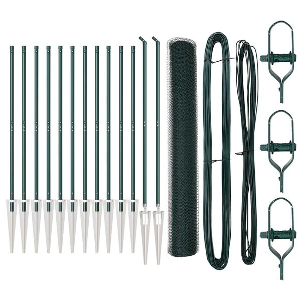 vidaXL Σέτ Περίφραξης Σετ 2 Πράσινο Ατσάλι, PVC 25 x 1.2 μ Ανθεκτικό