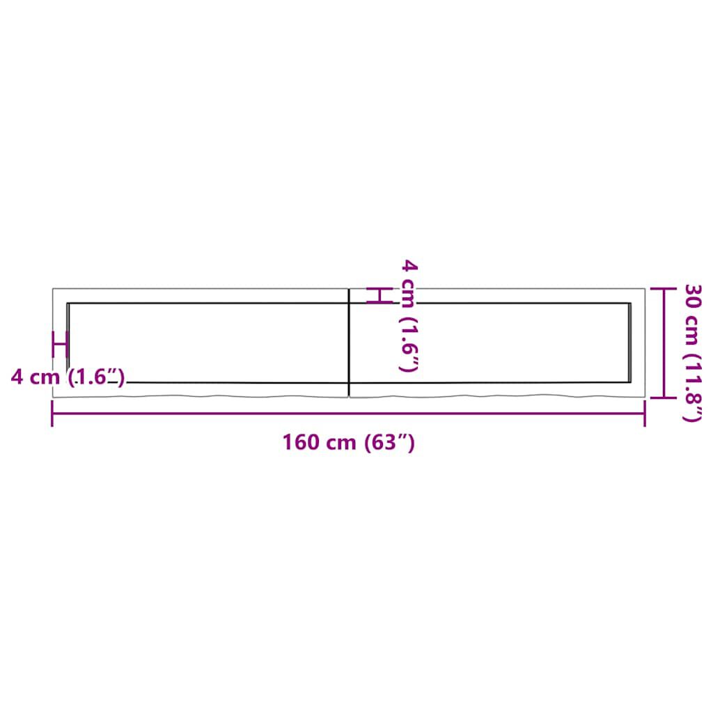 vidaXL Ράφι Τοίχου Σκούρο Καφέ 160x30x(2-6) εκ. Επεξ. Μασίφ Ξύλο Δρυός