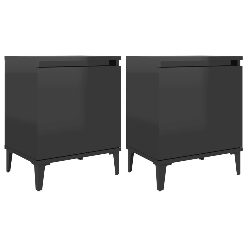 vidaXL Κομοδίνα Γυαλιστερό Μαύρο 40 x 30 x 50 εκ. με Μεταλλικά Πόδια