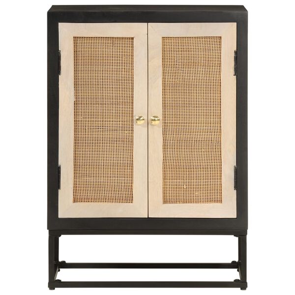 vidaXL Ντουλάπι Μαύρο 55x30x76 εκ. από Μασίφ Ξύλο Μάνγκο και Σίδηρο