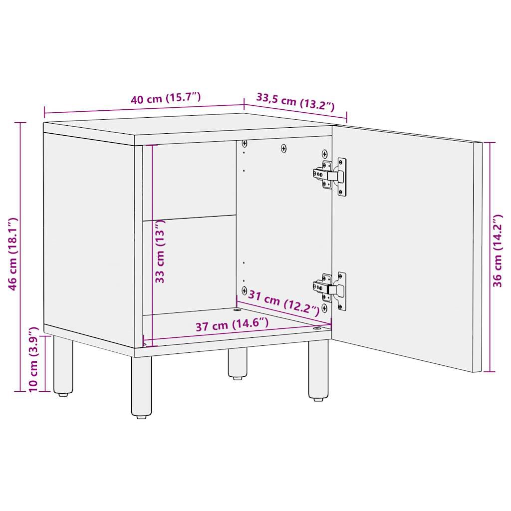 vidaXL Ντουλάπια κρεβατιού 2 τεμάχια Μαύρο 40x33,5x46 cm