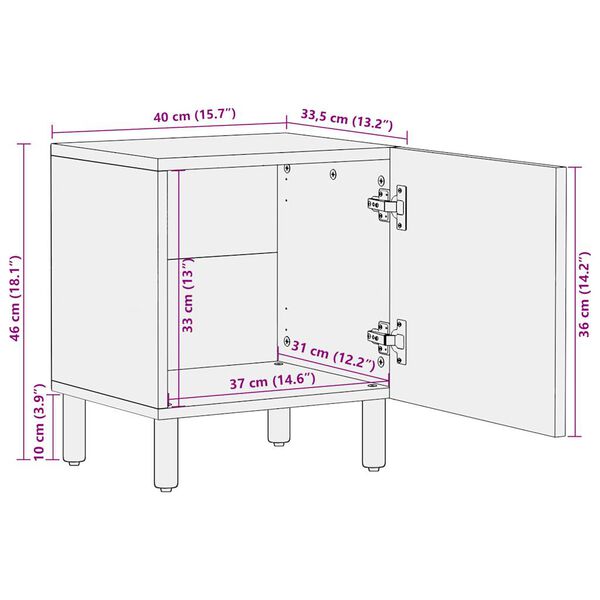 vidaXL Ντουλάπια κρεβατιού 2 τεμάχια Μαύρο 40x33,5x46 cm