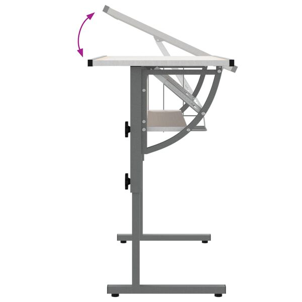 vidaXL Γραφείο Χειροτ. Λευκό/Γκρι 110x53x(58-87) εκ. Επ. Ξύλο&Ατσάλι
