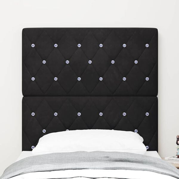 vidaXL Κεφαλάρι LED με φώτα λωρίδας LED Argyle Μαύρο 80 cm Βελούδο