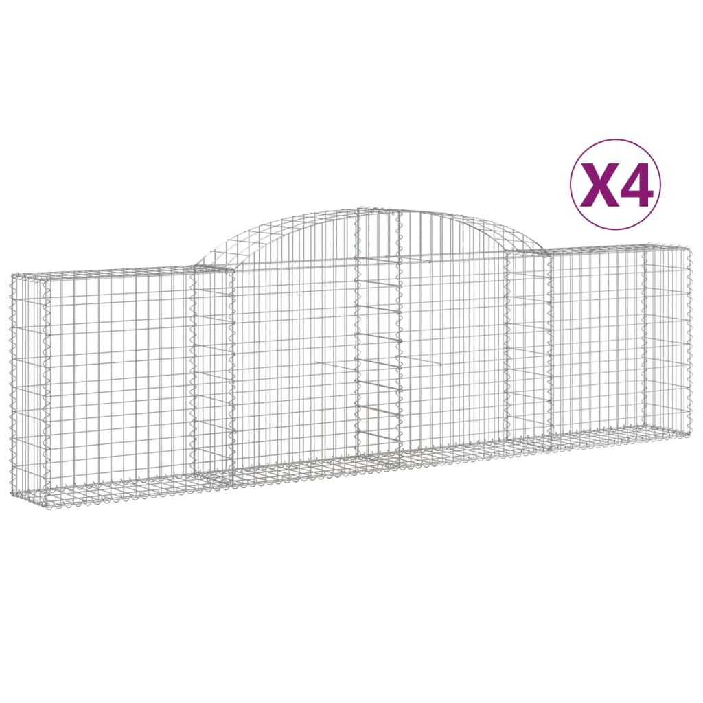 vidaXL Συρματοκιβώτια Τοξωτά 4 τεμ. 300x30x80/100 εκ. Γαλβαν. Ατσάλι