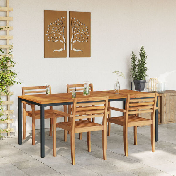 vidaXL Τραπέζι Κήπου 200x90x75 εκ από Στερεό Ξύλο Ακακίας και Μέταλλο