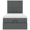 vidaXL Οθωμανικό κρεβάτι με στρώμα & LEDs Σκούρο γκρι 80x200cm ύφασμα