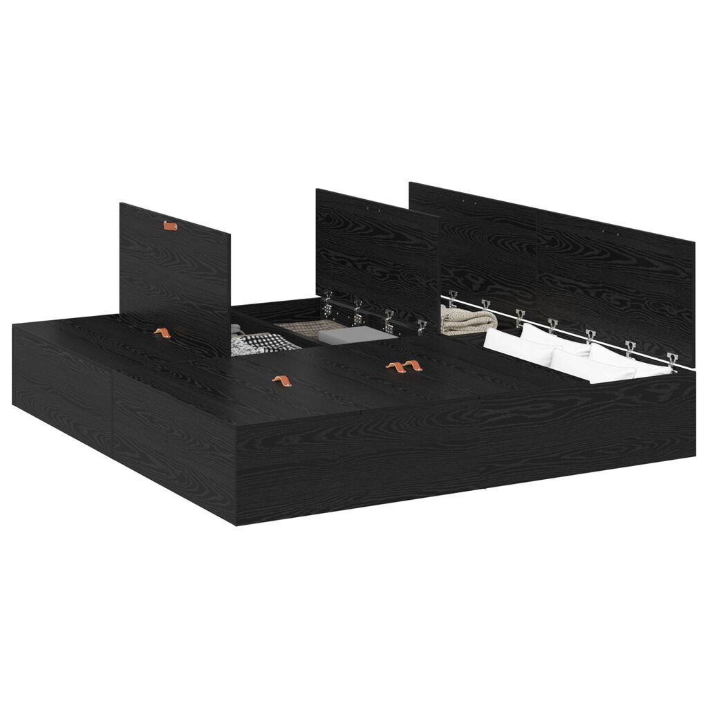 vidaXL Κρεβάτι Αποθήκευσης Μαύρος Δρυς 180x200 εκ