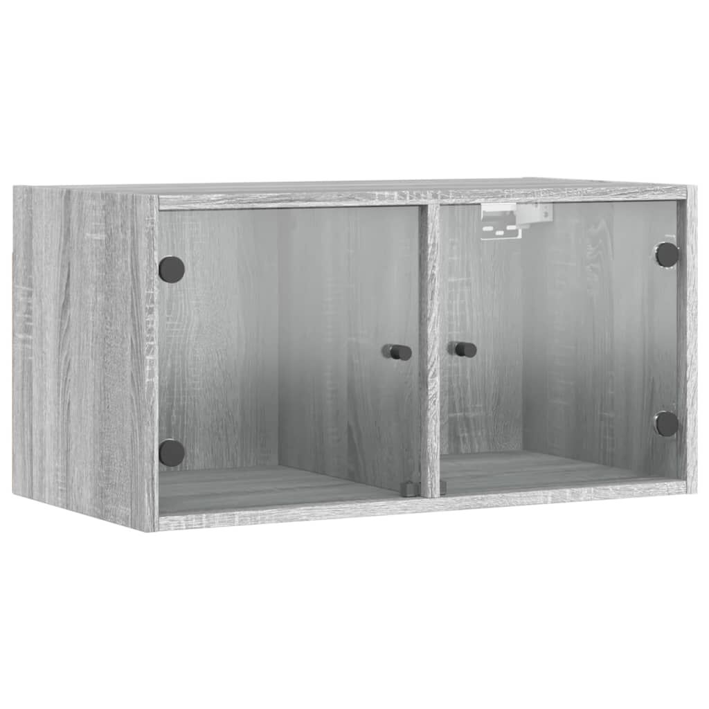 vidaXL Ντουλάπι Τοίχου Γκρι Sonoma 68,5x37x35 εκ. με Γυάλινες Πόρτες
