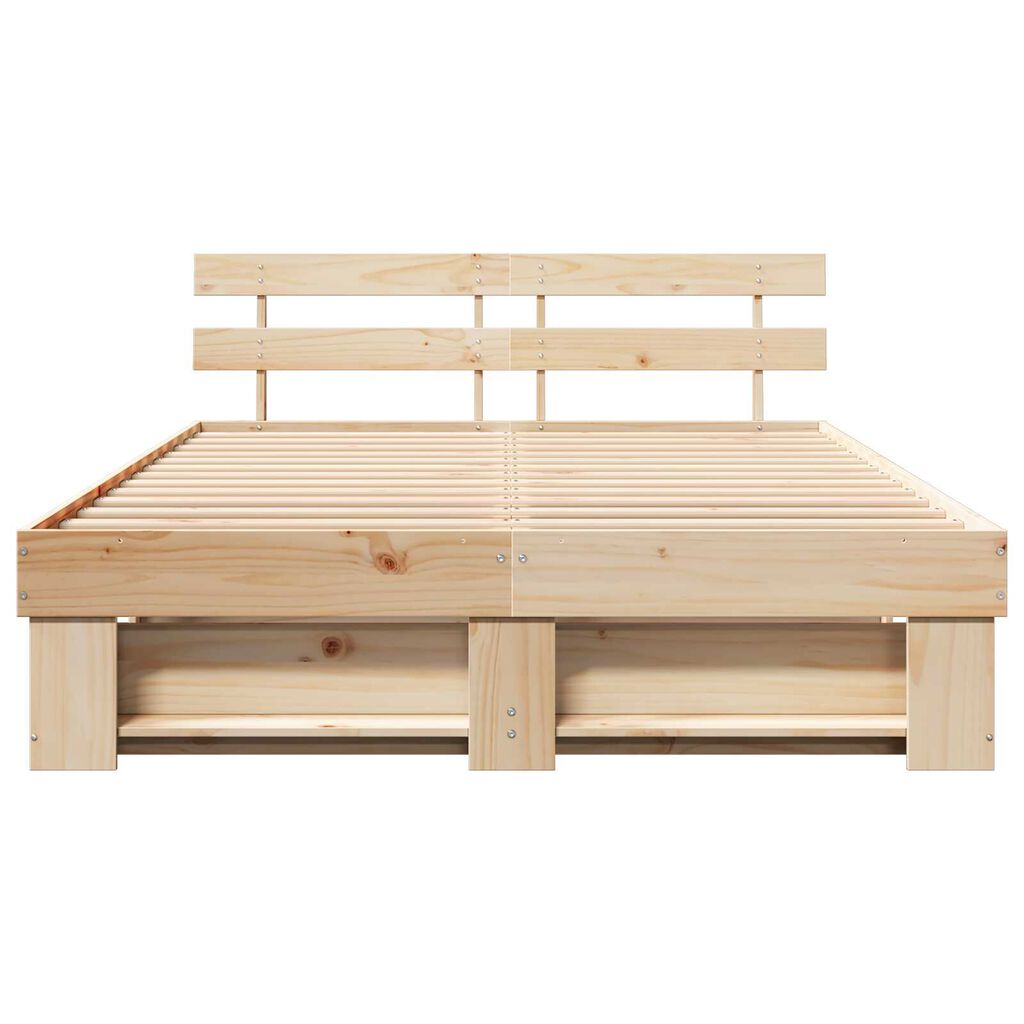 vidaXL Σκελετός Κρεβατιού Καφέ 140 x 200 cm Συμπαγές ξύλο πεύκου
