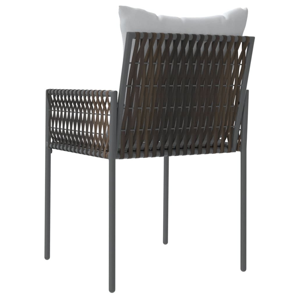 vidaXL Καρέκλες Κήπου 2 τεμ. Καφέ 54x61x83 εκ. Συνθ. Ρατάν & Μαξιλάρια