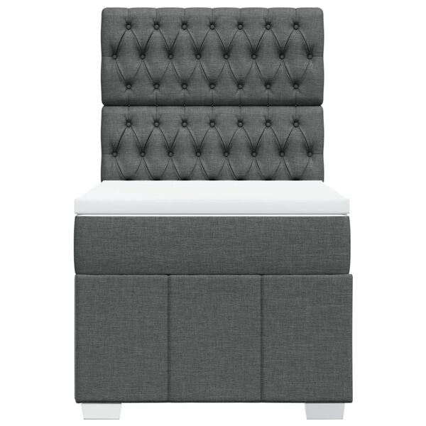 vidaXL Κρεβάτι Boxspring με Στρώμα Σκούρο Γκρι 100x200 εκ. Υφασμάτινο