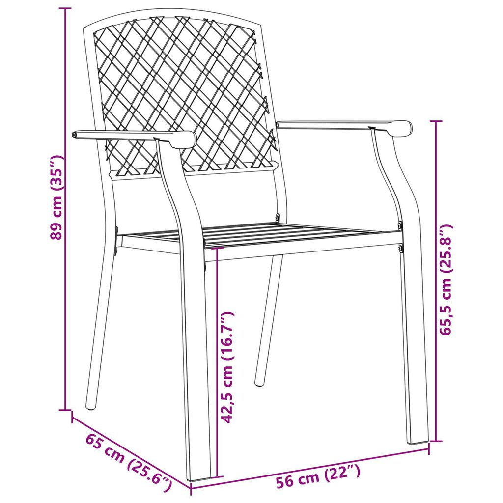 vidaXL Σέτ φαγητού για κήπο 7 pcs Ανθρακί Ατσάλι